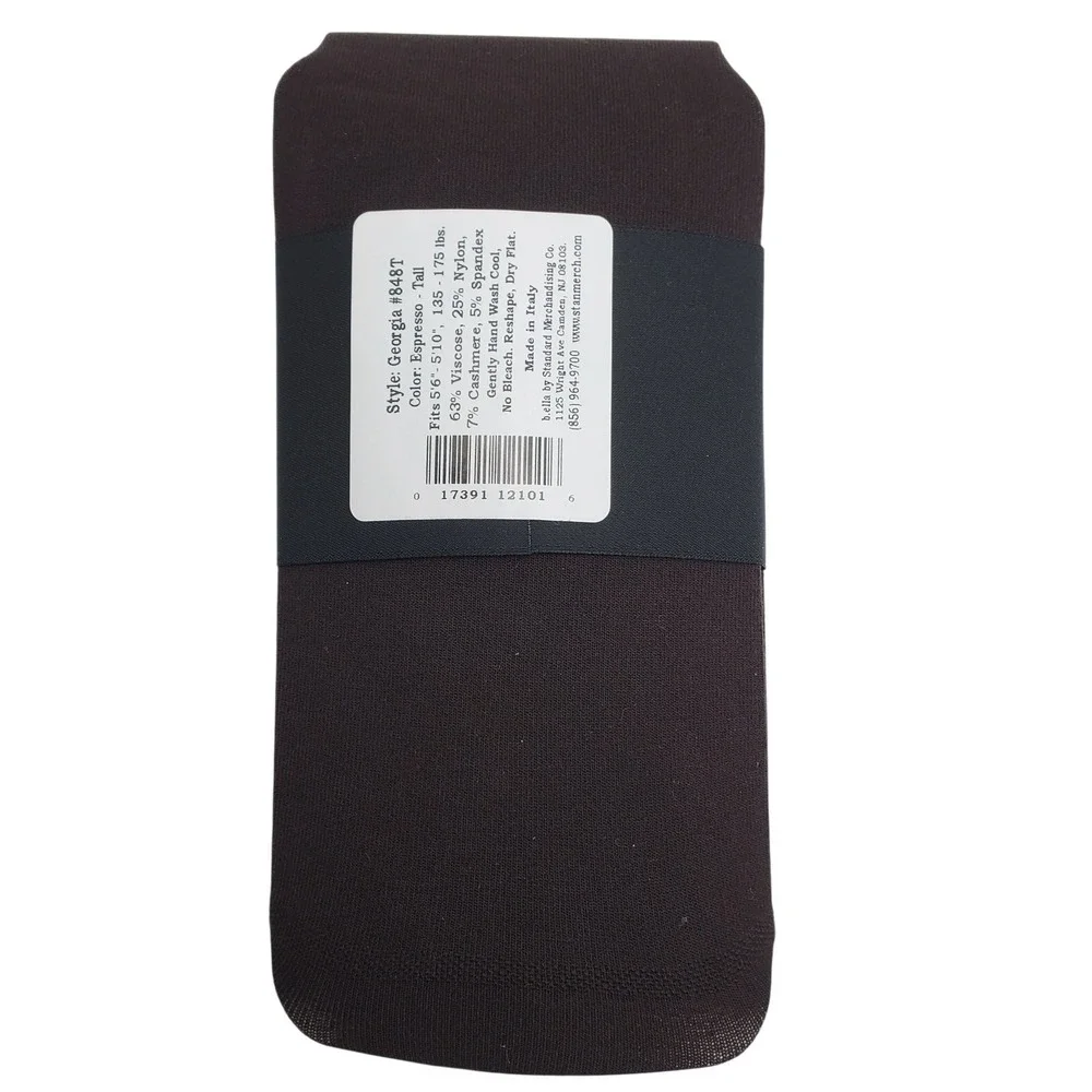 Brown Cashmere Blend Tights Espresso Ladies Size TALL B.ella Georgia Italian NWT
